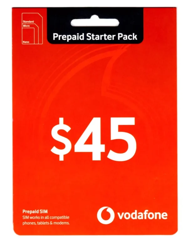 $45 Vodafone Tri Cut  Sim Starter Pack