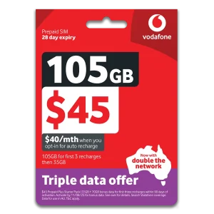 $45 Vodafone Tri Cut  Sim Starter Pack