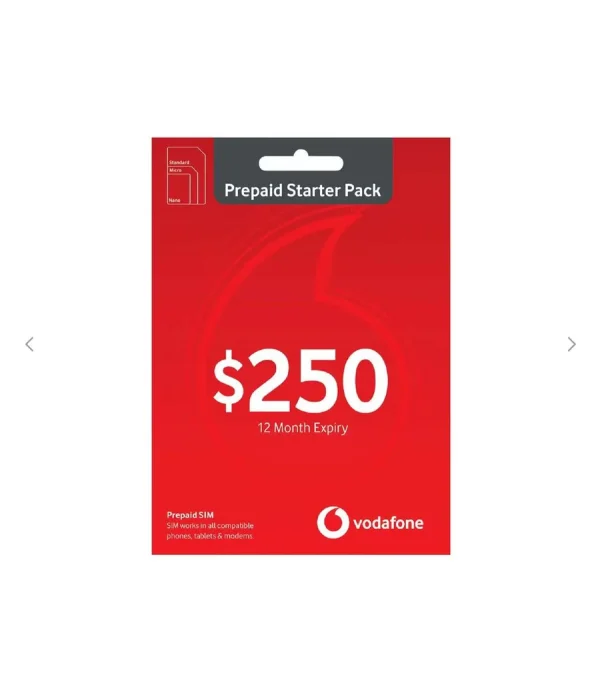 Vodafone $250 12 months Prepaid SIM Card 220 GB Data Unlimited Calls Starter Pack